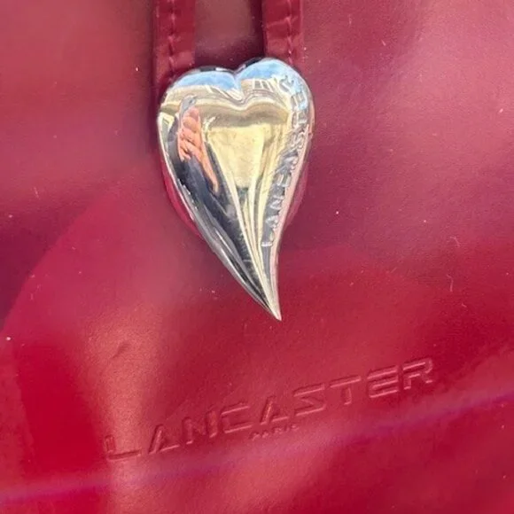 LANCASTER PARIS Deep Red Leather Designer PURSE - Picture 2 of 12